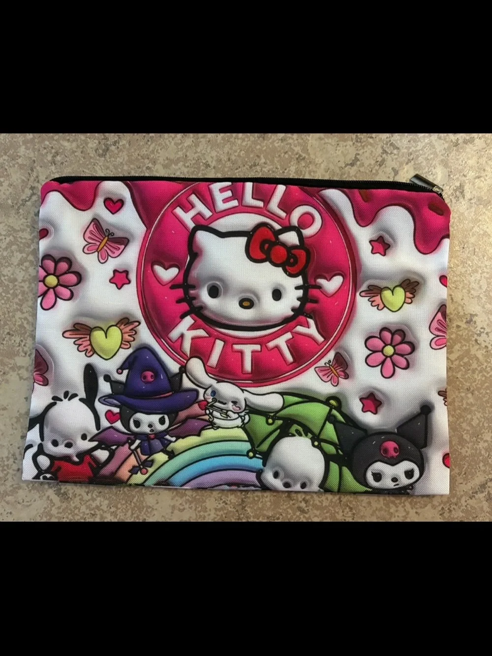 New! Bag of Hello Kitty Large Capacity Cosmetic Bag. Cute Design. 8.9” x 6.5”.